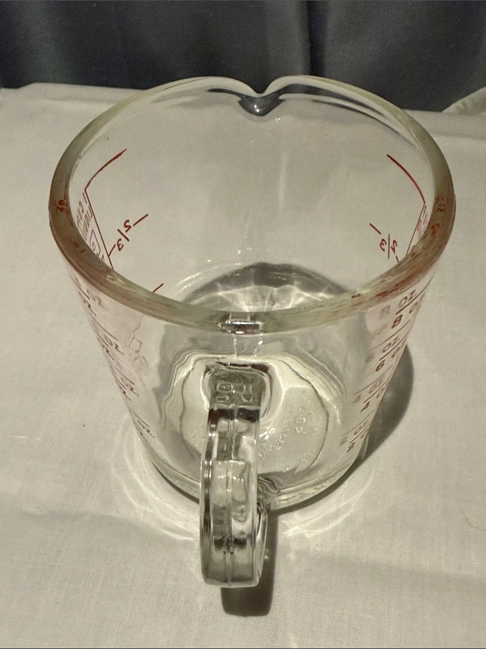 Vintage 1950s-60s Pyrex 1 Cup Measuring Cup 508 Closed D Handle Made in USA!